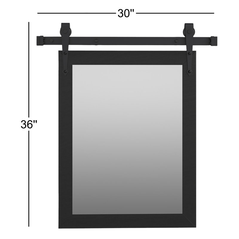Lynd Engineered Wood Flat Mirror, 36" H x 30" W, Rustic Light