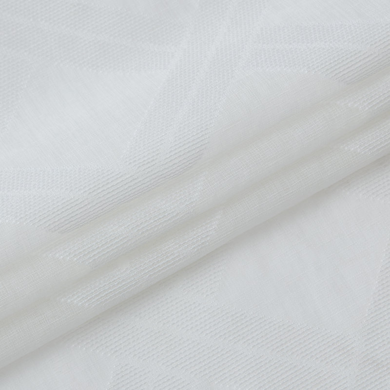 Panneau de rideau simple semi-transparent géométrique, Blanc