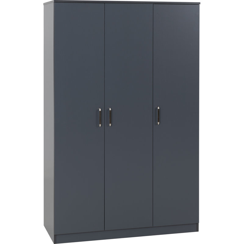 Sumrah 3 Door Manufactured Wood Wardrobe, Grey