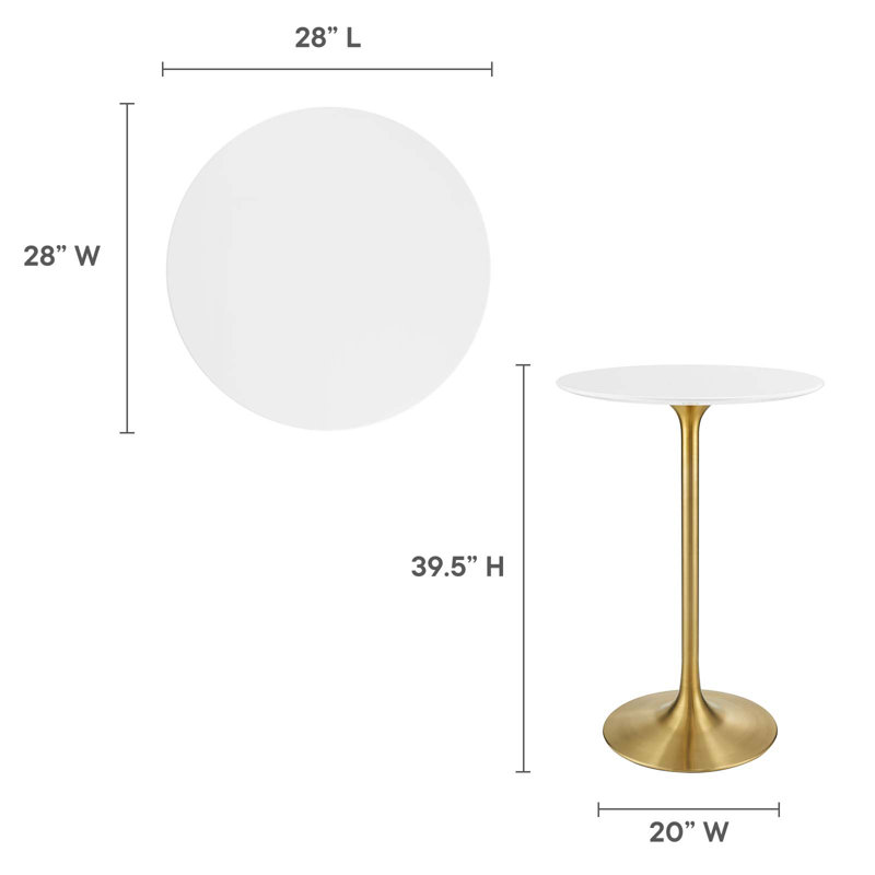 Lippa 28" Round Wood Top Bar Table, Gold