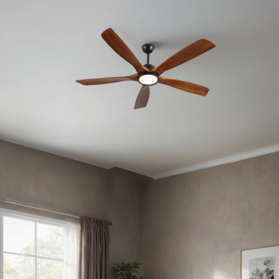 Ventilateur de plafond en bois 72 pouces avec lumière, ventilateur de plafond à profil bas avec télécommande, moteur CC réversible silencieux avec minuterie