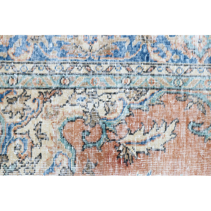 Vintage Turkish Anatolian Small Rug In Orange For Welcoming Door Mat and Colorful Area Decoration