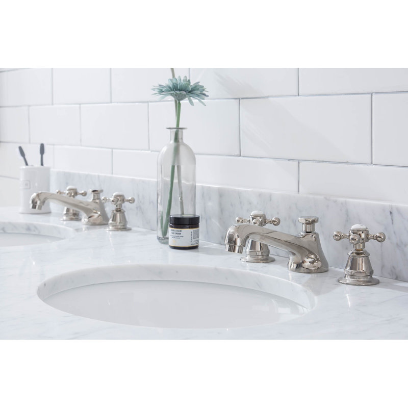 Embassy Stone Oval Console Bathroom Sink with Faucet and Overflow, Polished Nickel