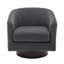 Fauteuil pivotant Frankie en velours côtelé gris capitonné avec base en bois massif-932401099