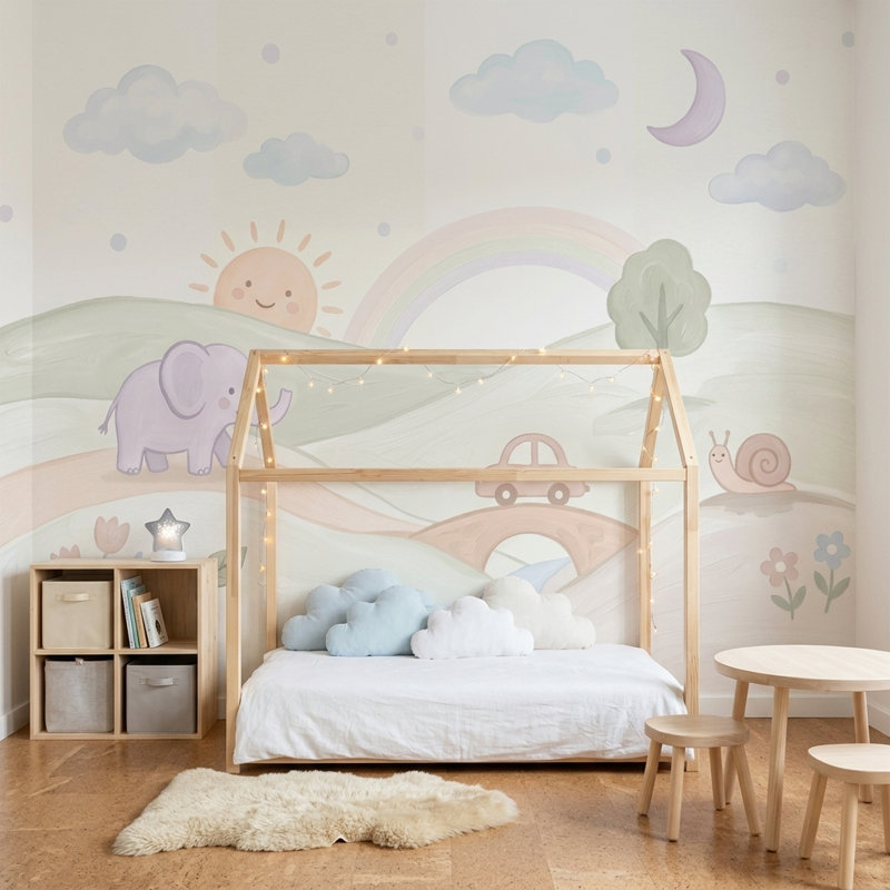 Papier peint décoratif pour chambre d'enfant pastel, Texturé non collé, 160 po x 108 po