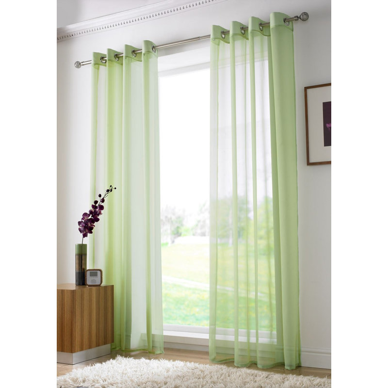 Jaxcen Sheer Curtain Single Panel, 149.86 W x 274.32 D cm, Lime