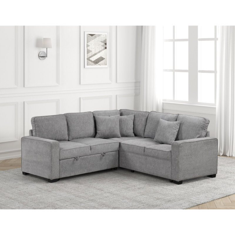 Ariel Gray Sectional With Pull-Out Bed