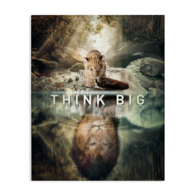 «Think Big Lion & Cub», art mural sur toile par Reinders, H 20 po x l 16 po