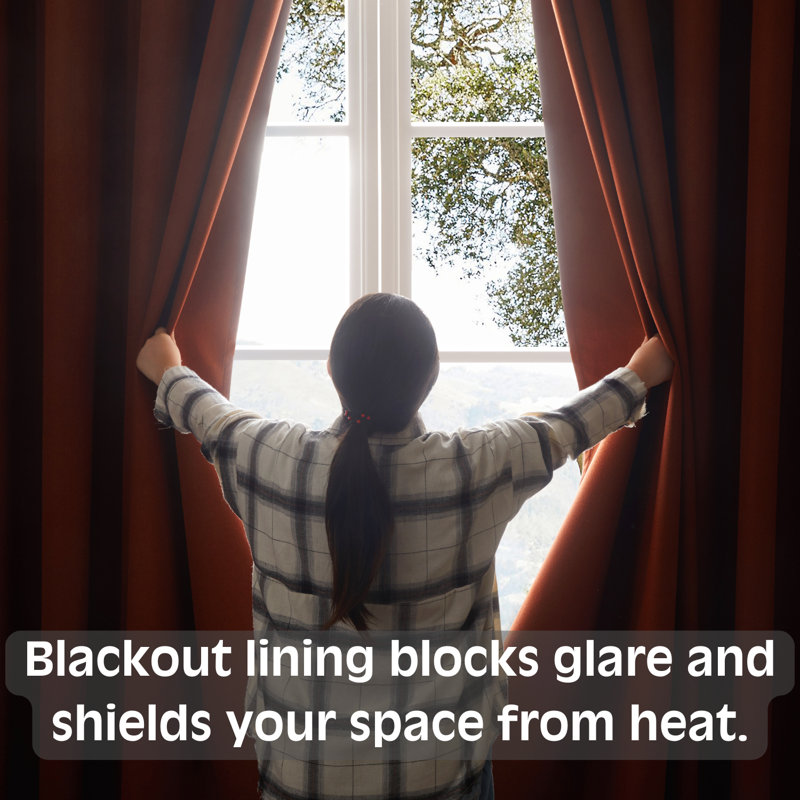 Linen Blackout Eyelet Curtains - Thermal Insulated Room Darkening Window Panels, Rust, 168cm Width x 229 cm Drop