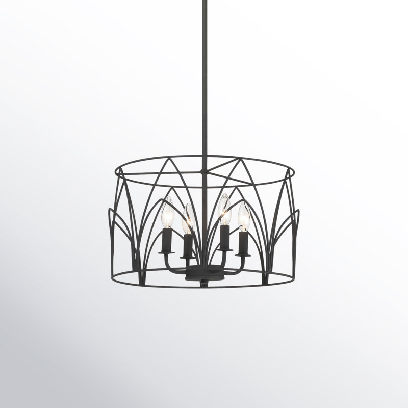 Lustre tambour 4 lumières à intensité variable en acier