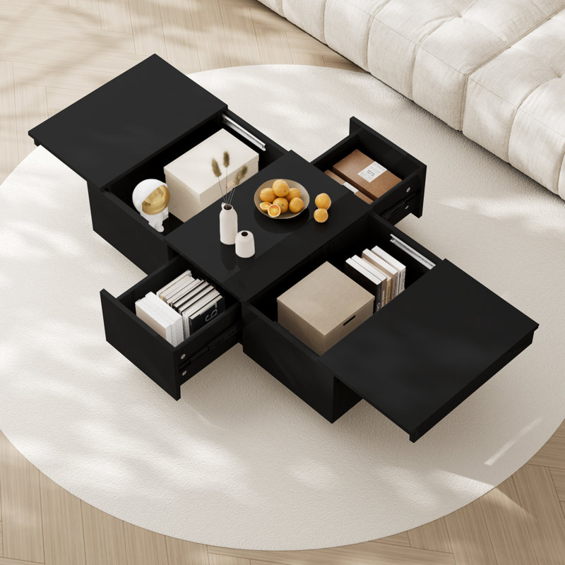 Coffee Table with Storage, Black