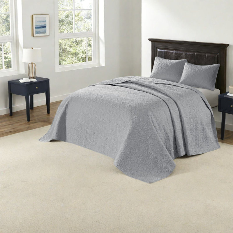 Reversible Grey Bedding Sets, Cotton Material, Oversized & Cottage-inspired, Queen Size