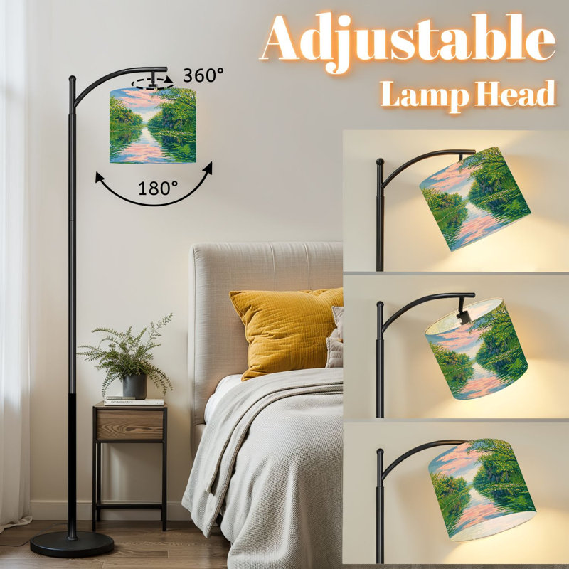 Lampe sur pied à arc avec abat-jour réglable Everglades Florida Sunset Wetland Water Canal Landscape Lamp Lamping