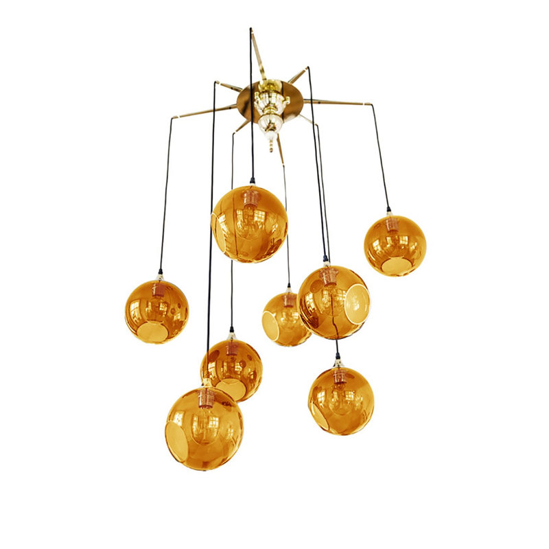 8 - Light Chandelier, 93" H x 45" W x 25" D, Amber