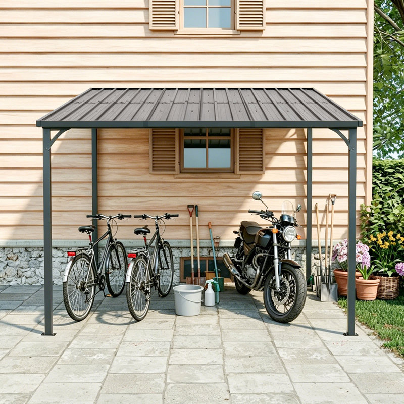 9.3x10 Outdoor Metal  Pergolas Lean To Wall-mounted Gazebo With Sloping Roof Hardtop Canopy For Patio,garden,yard