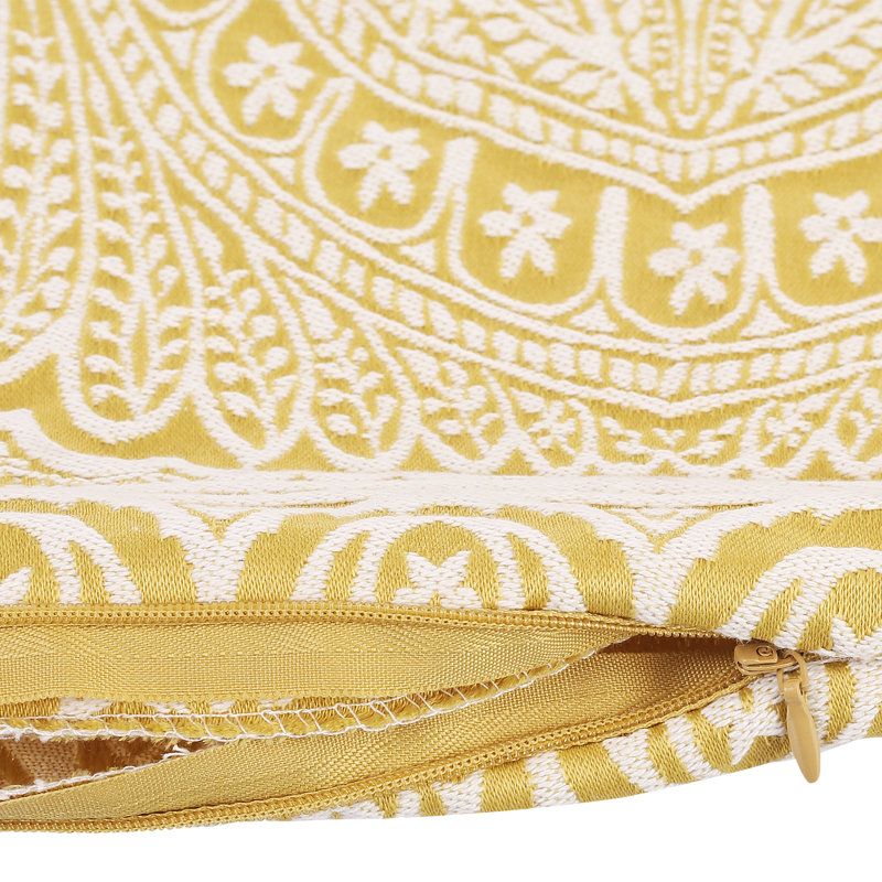 Han Paisley Square Throw Pillow Cover, Yellow
