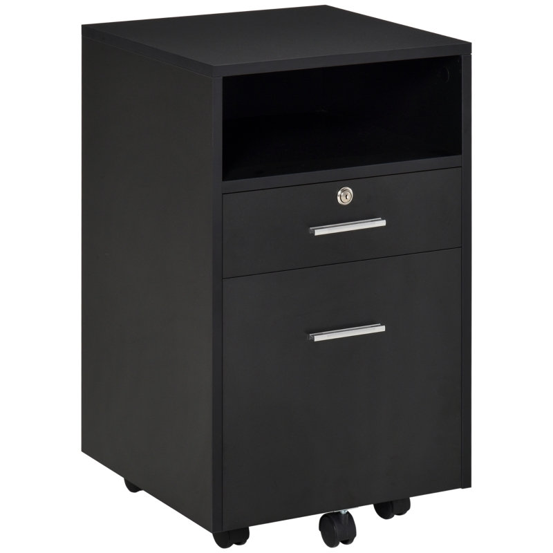 39 cm W 2 -Drawer Wheels / Casters included Mobile Filing Cabinet, Black