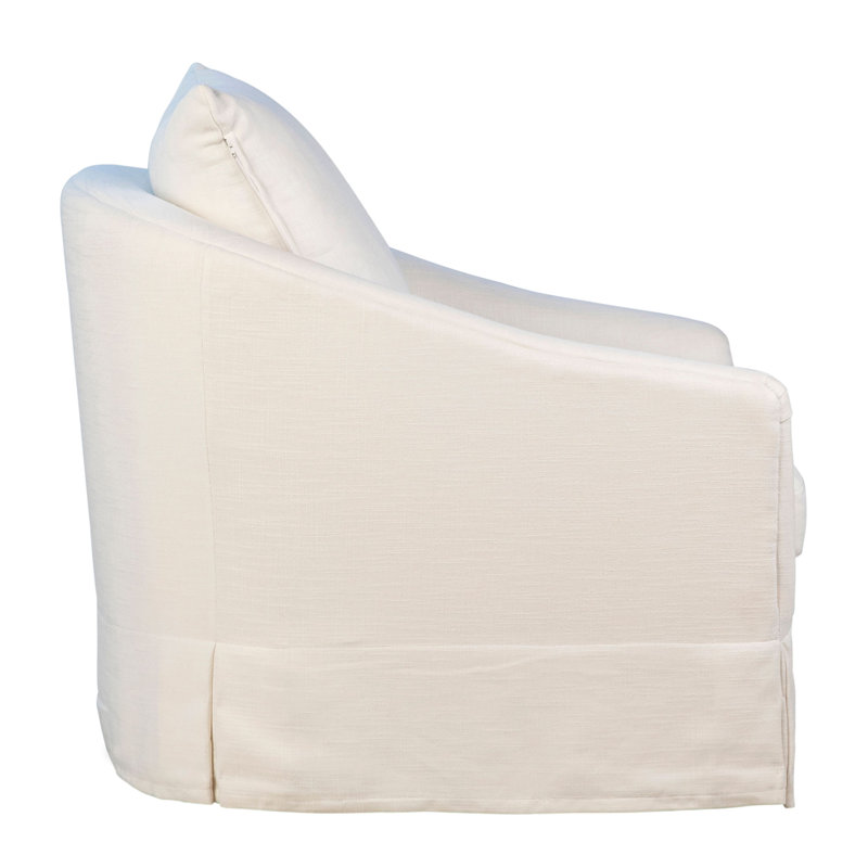 Laura Upholstered Performance Linen Slip Cover Occasional Chair In Oatmeal