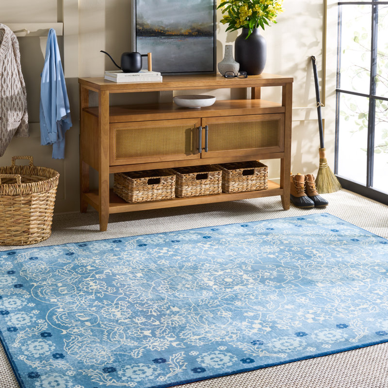 Msrw 194 Performance Machine Washable Floral Rug, Rectangle 5' x 7'