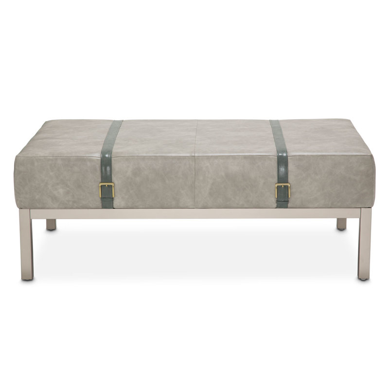 Menlo 52" White Wood and Metal Rectangular Coffee Table
