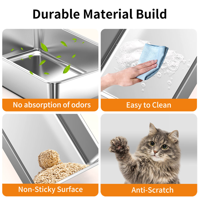 Litière pour chat en acier inoxydable
