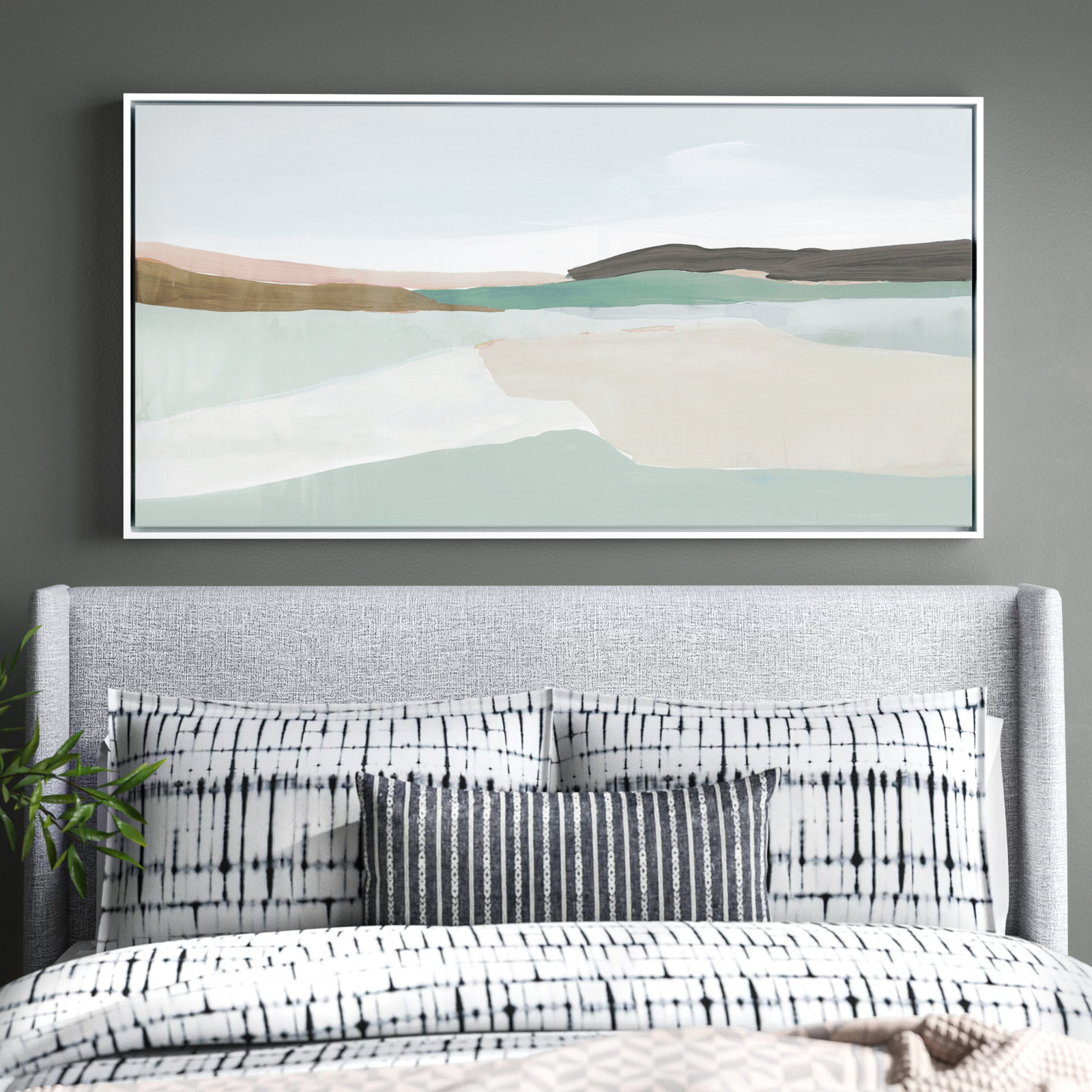 Ali "Sole of the Land I" Painting, 25.5" H x 49.5" W, White