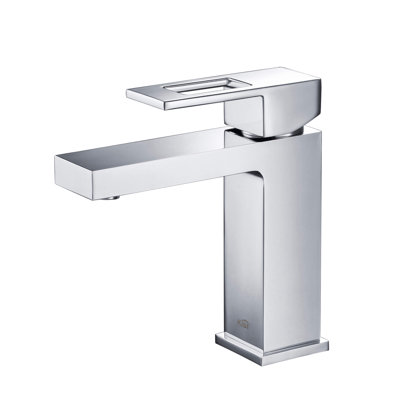 Cubic Single Hole Bathroom Faucet with Optional Drain Assembly