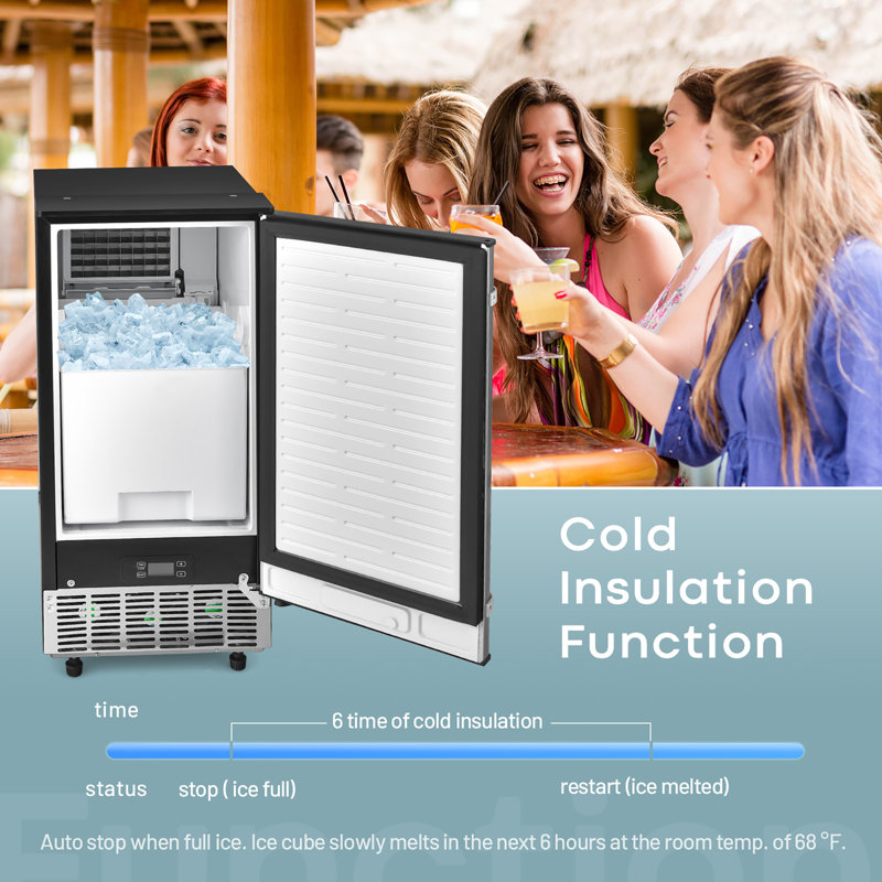 Commercial Black Stainless Steel Undercounter Ice Maker