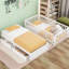 Lit de jour simple blanc avec garde-corps et tiroirs, structure durable et 2 lits blancs stables-1977676819-1977676817
