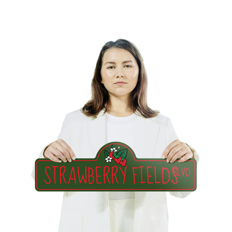 Plaque de rue Strawberry Fields en plastique robuste 6 po x 18 po