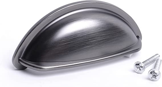 Kitchen Cabinet Door Drawer Cupboard Ariel Cup Handle (Pack Of 5, Black), Pewter