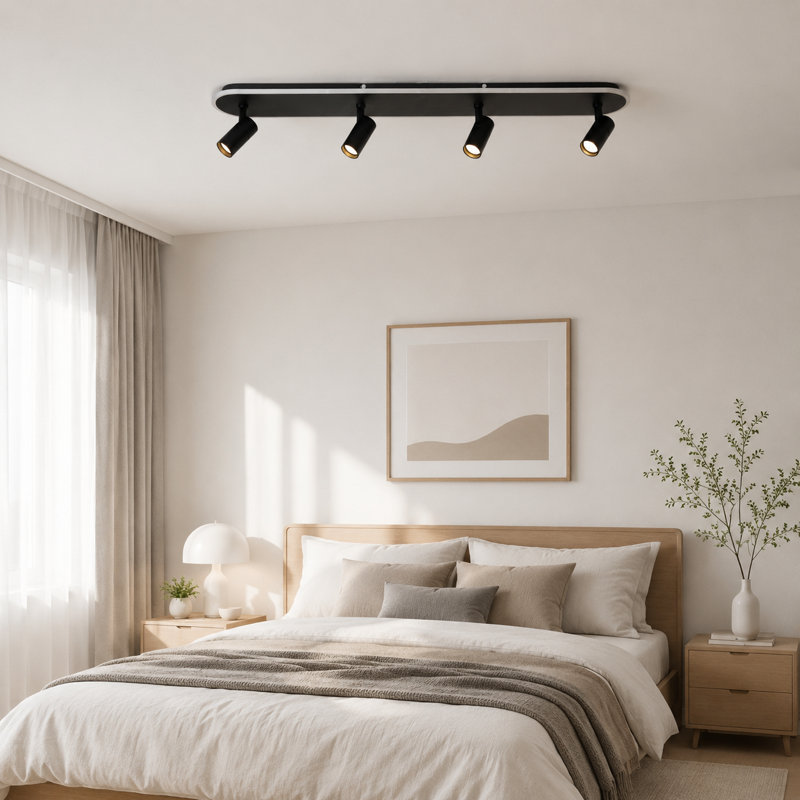 Black Led Adjustable Fixed Track Lighting Head, Black