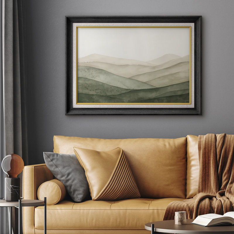Œuvre encadrée de qualité supérieure - impression de paysage rétro pour décor de salon - 26 po x 36 po, Noir