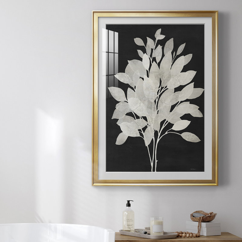 Misty Branches I, reproduction encadrée de qualité supérieure - prête à être accrochée, H 42,5 po x l 30,5 po x P 1 po, Or