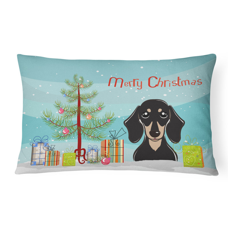  Coussin décoratif intérieur / extérieur Christmas Tree and Smooth Dachshund