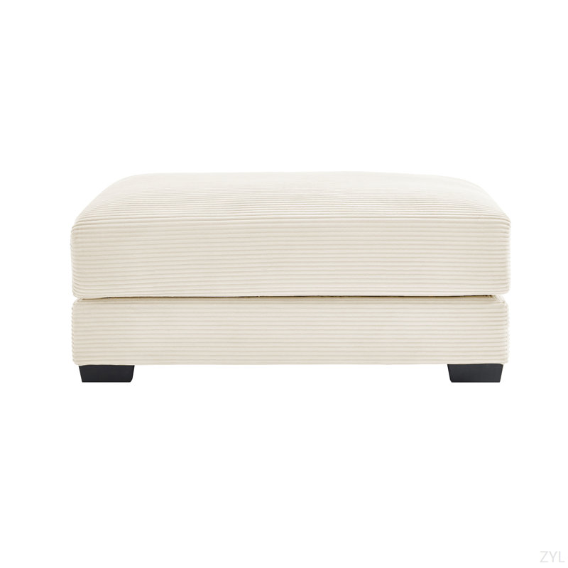 28 repose-pieds chic en velours côtelé, Crème, crème