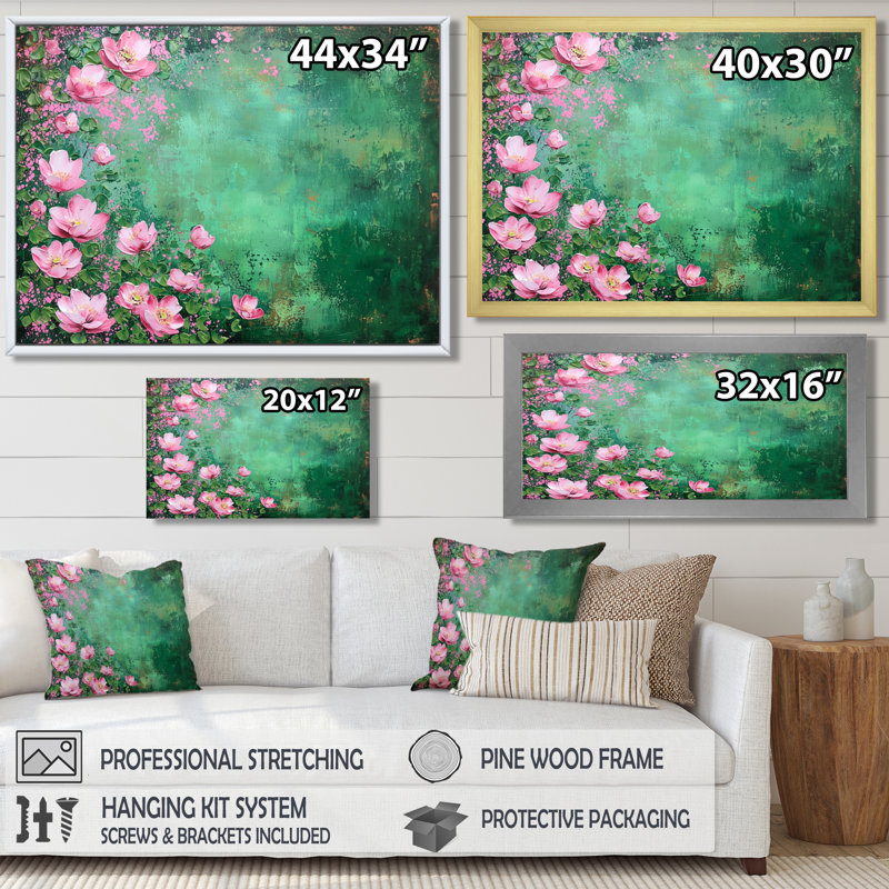 Printemps symphonie de fleurs sauvages I - Art mural fleurs sauvages, H 34 po x l 44 po, Brun