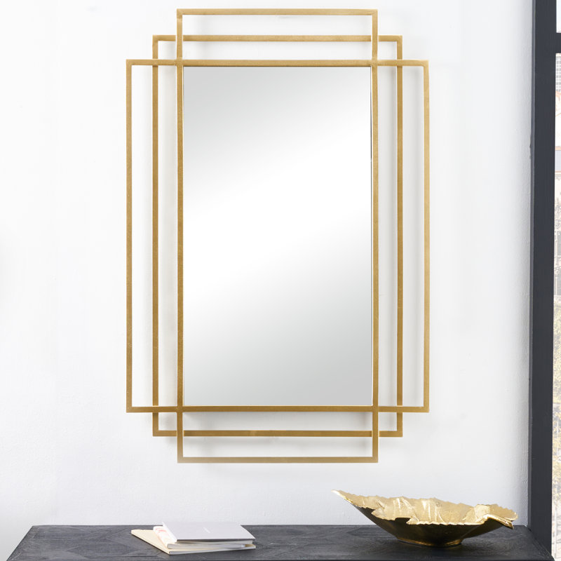 Iron Rectangle Wall Mirror, Gold