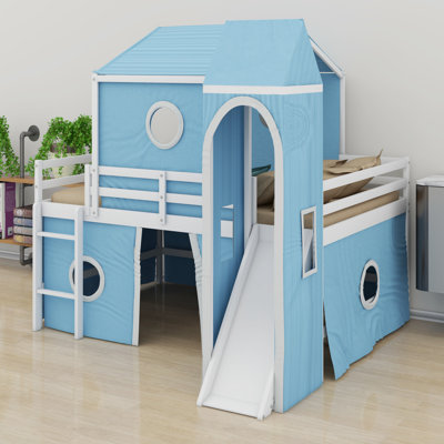 Messerly Kids Bunk Bed with Slide Tent and Tower