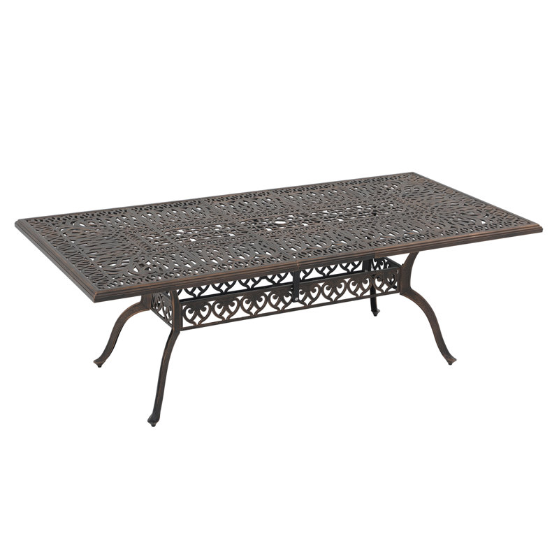 Rectangular Outdoor Aluminum Dining Table with Umbrella Hole