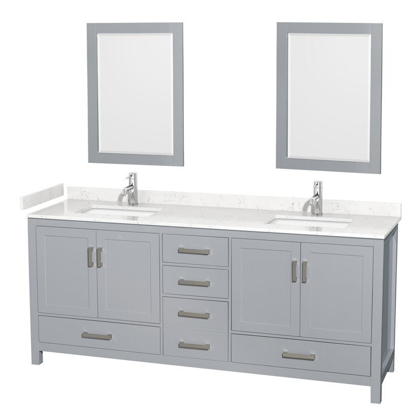Sheffield 79" Double Bathroom Vanity Base Only, Gray