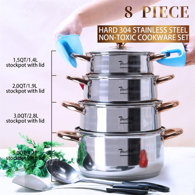 Vencier 4.5L Non-Stick Stainless Steel Pot Set