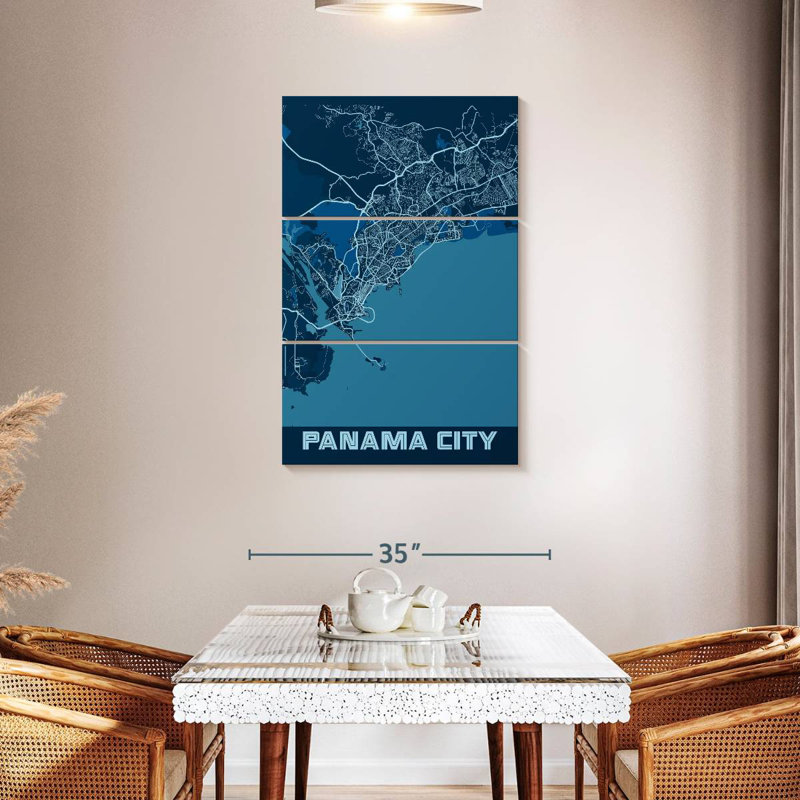Aliaz Panama City Map, 45" H x 28" W