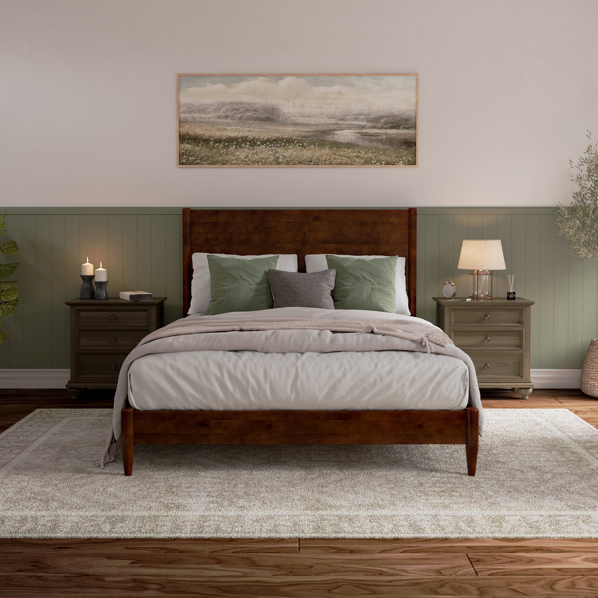 Solid Wood King Platform Bed in Walnut by Wade Logan, image size:2000x2000