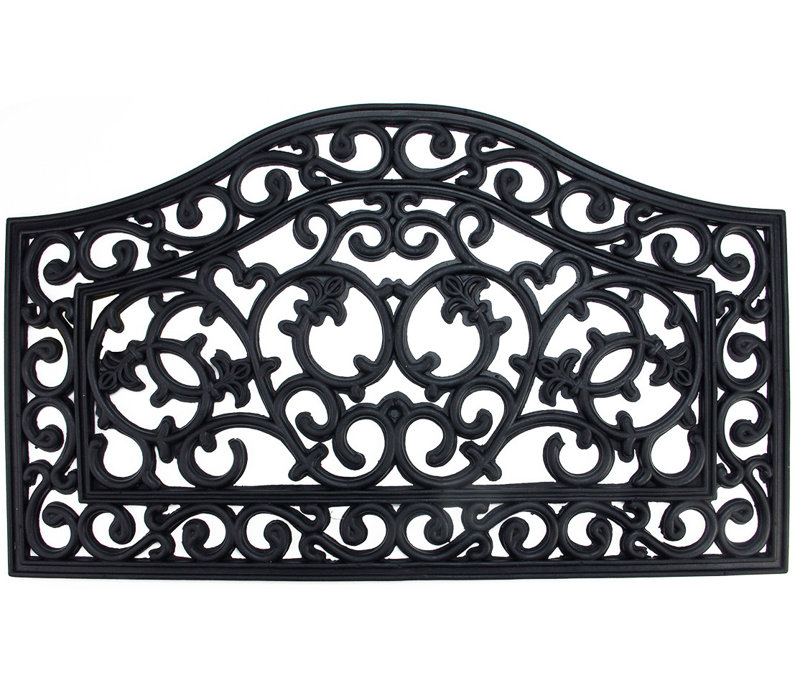 Black Scroll with Curved Top Rectangular Door Mat 29.5" x 17.75"