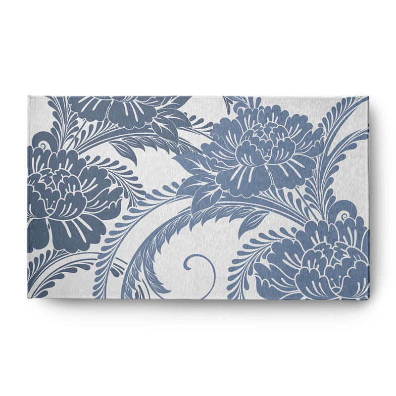 Ziniya Chenille Floral Indoor / Outdoor Rug, Rectangle 3' x 5'