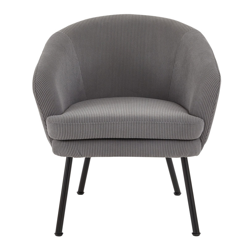 Fauteuil demi-tonneau en velours côtelé Corduroy, Gray