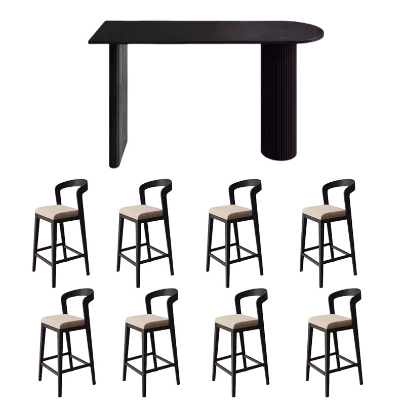 Table de bar en bois massif avec lumière luxueuse, H 41,3 po x L 86,6 po x l 17,7 po