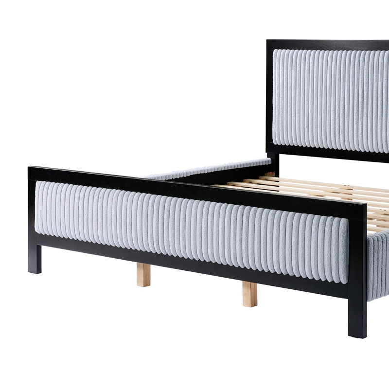 Upholstered Bed With Fluffy Soft Headboard, King