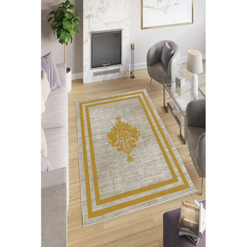 Eco-Friendly Area Rug, Grey, 5.9 x 9.2 Feet | 100% Polyester, 650 g/m², 0.2 in Pile Height | Antibacterial, Non-Slip PVC Dot Underside, Machine Washable, Perfect for Living Room & Bedroom Décor